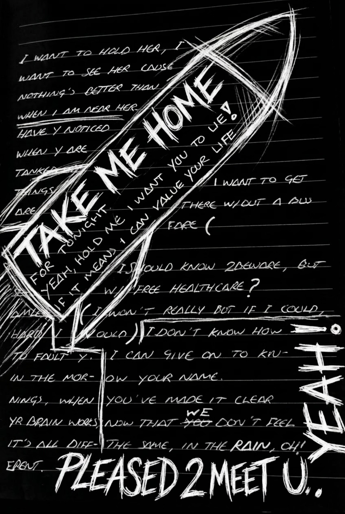 Take Me original handwritten lyric artwork
