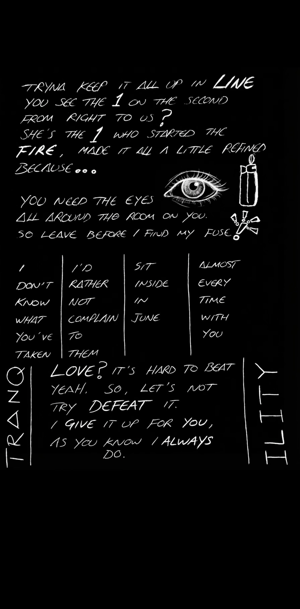 Tranquility original handwritten lyric artwork